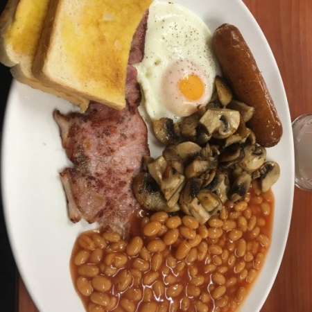 A greasy English breakfast